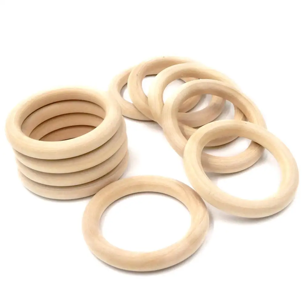 

20Pcs Natural Wooden Baby Teether Ring Infant Molars DIY Teethers Accessories Newborn Bracelet Craft Toy
