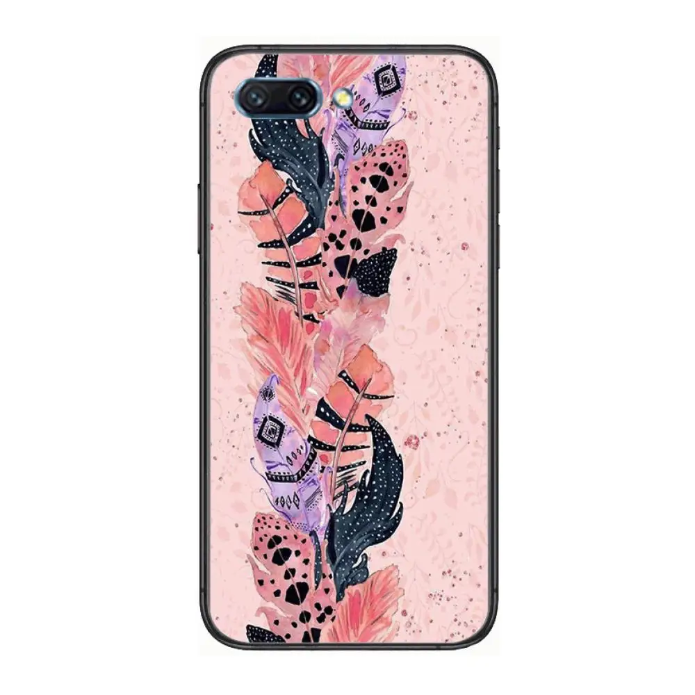 

Feather HD Pretty clear Phone Case For Huawei Honor 10 9 8 7 N Pro Lite A C RU Black Etui Coque Hoesjes comic fashion