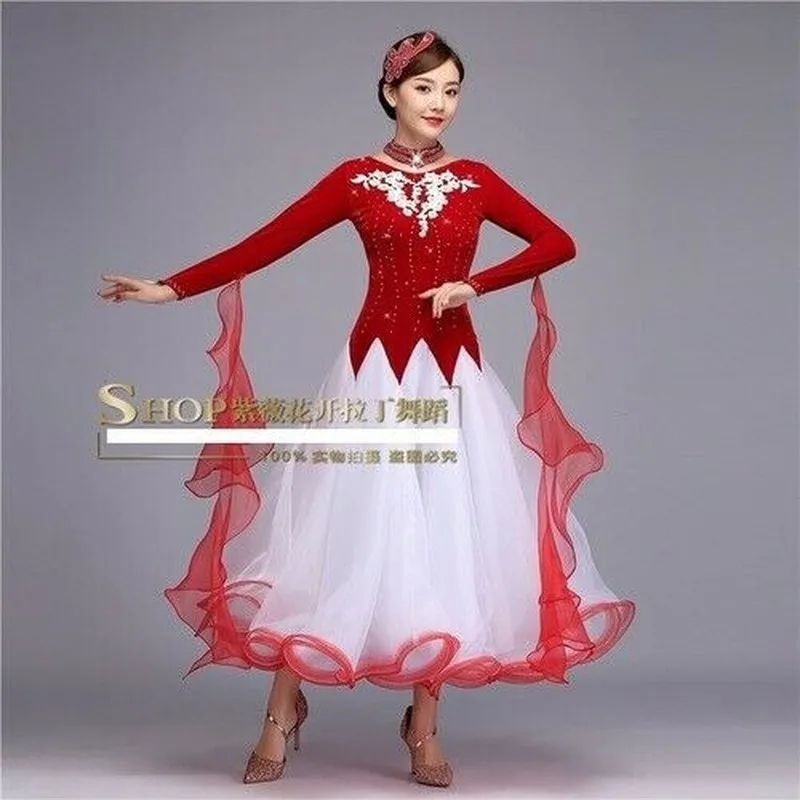 

Sequins Dress Ballroom Dance Standard Dance Dress Waltz Women Dance Costumes