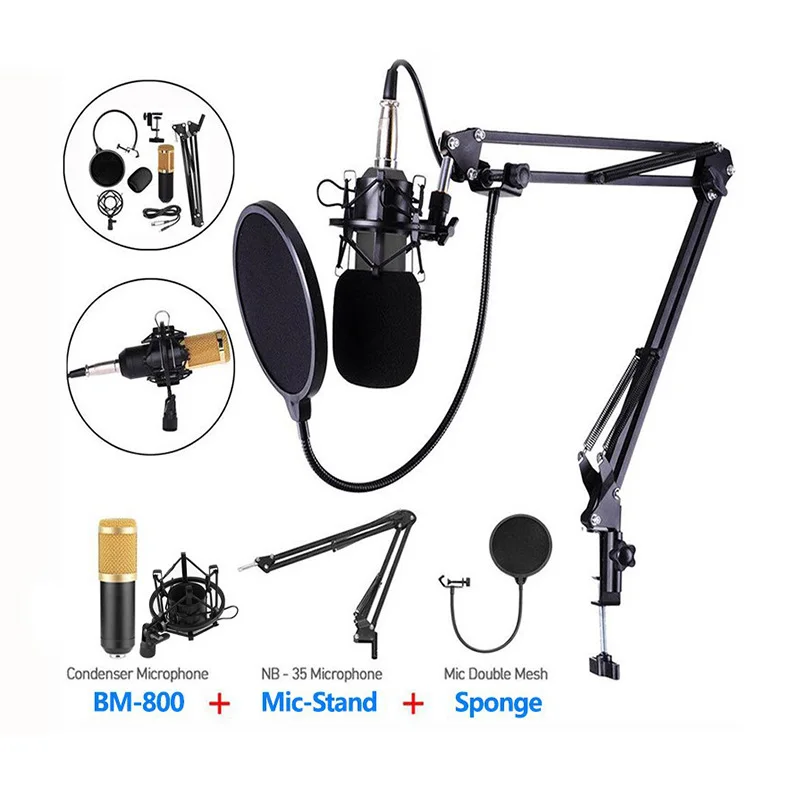BM800 Студийный конденсаторный микрофон в комплекте V8 звуковая карта