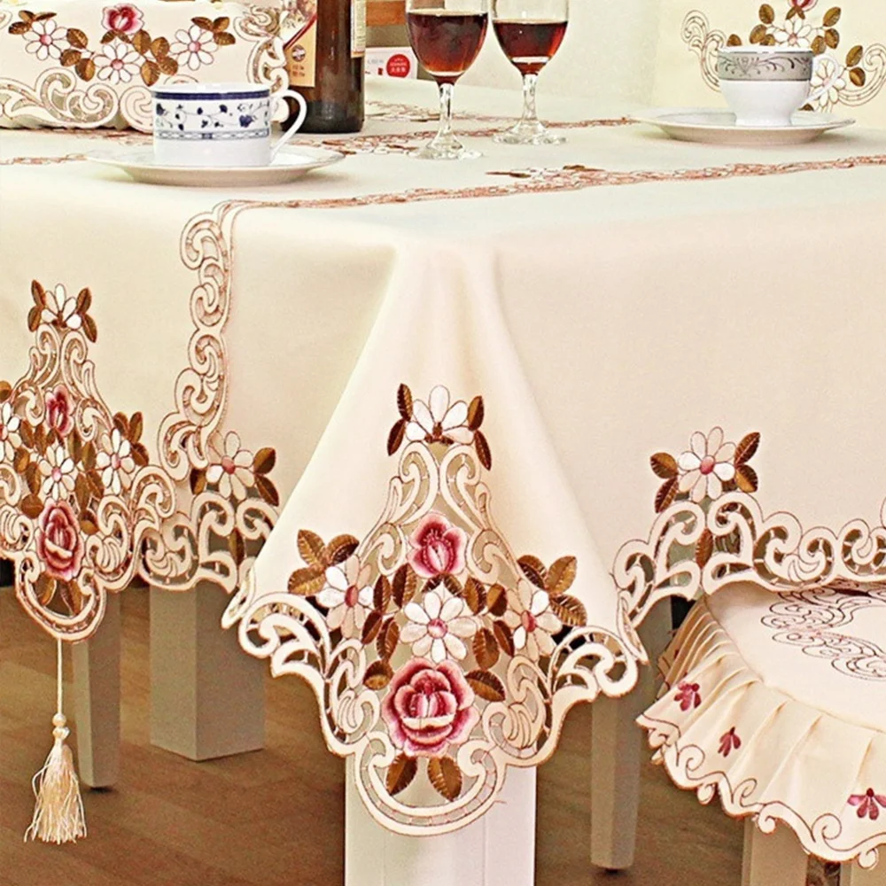 

European Style Embrodiery Tablecloth Table Cover Protector For Dinning Table End Table Decoration 85x85