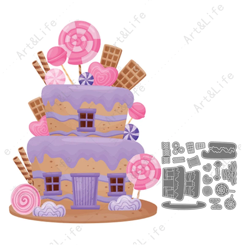 

New Metal Steel Cutting Dies Birthday Cake Biscuit house Stencils for Making Scrapbooking DIY Album Paper Cards Embossing Die