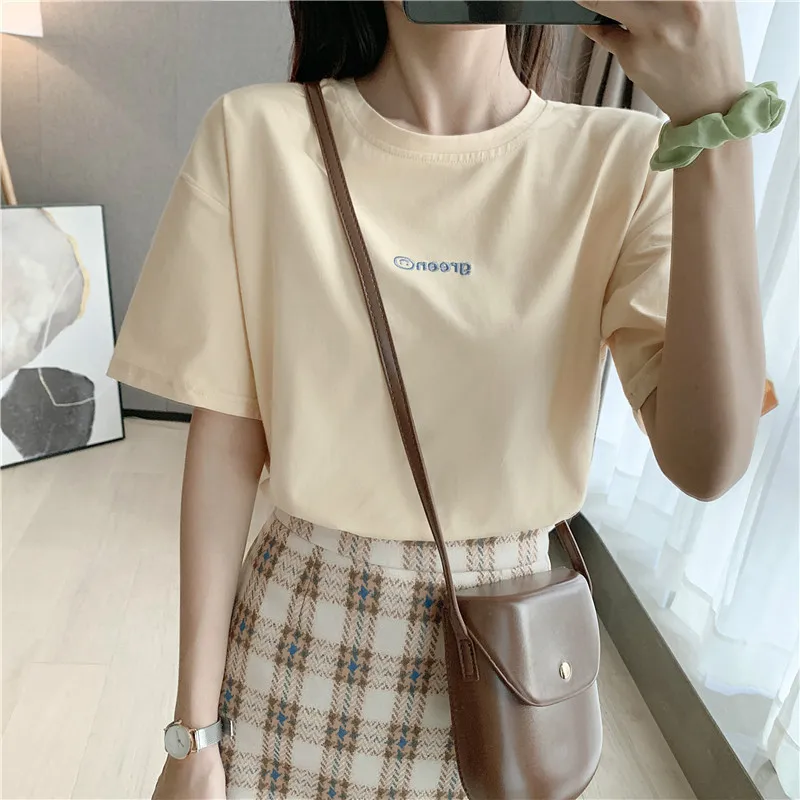 Зеленая футболка с надписью Smiley длинная Повседневная Женская одежда топы Модная