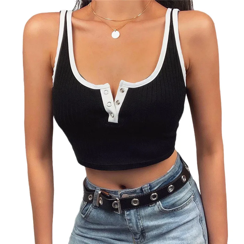 Женский укороченный топ в полоску черно-белый облегающий Трикотажный жилет без