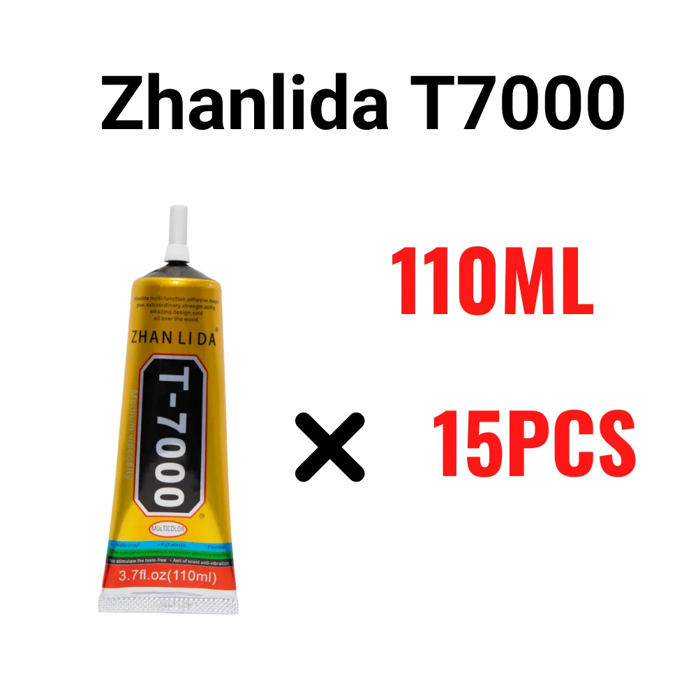 15PCS Pack Zhanlida 110ML T7000 Black Contact Adhesive LCD Display Frame Mobile Phone Screen Bonding Glass Repair Glue