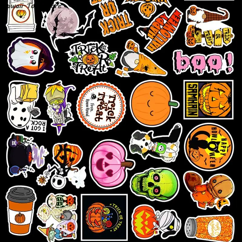 

50Pcs Halloween Pumpkin Decoration Graffiti Stickers Mobile Phone Case Skateboard Suitcase Waterproof Stickers