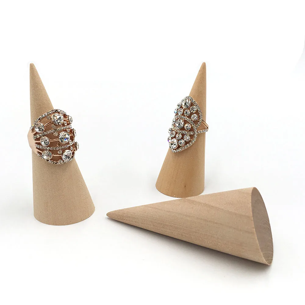 Natural Solid Wood Creative Ring Seat Display Stand Jewelry Pyramid Holder Base FInger | Украшения и аксессуары