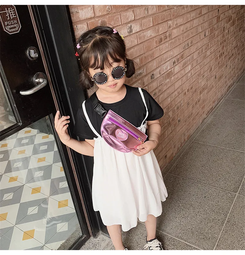 Яркая кожаная поясная сумка новая модная детская нагрудная унисекс с надписью