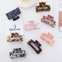 autumn and winter new style acetate hairpin leopard print girl middle claw clip hollow square hairpin ladies hair accessories