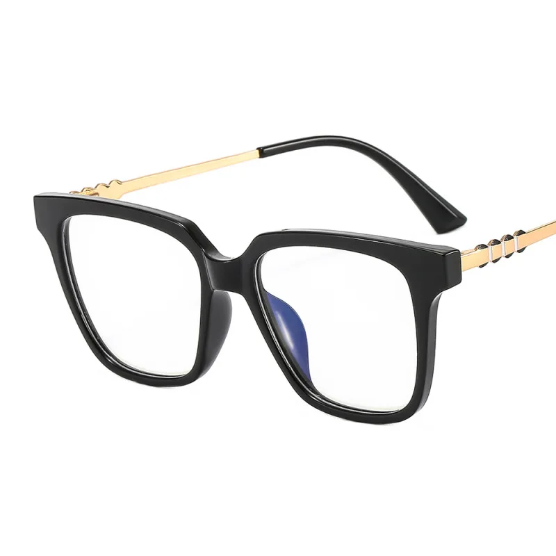 

Fashion New Eyeglass Frame Spring TR90 Flat Lens Cat's Eye Black Frame Anti Blue Light Glasses Women