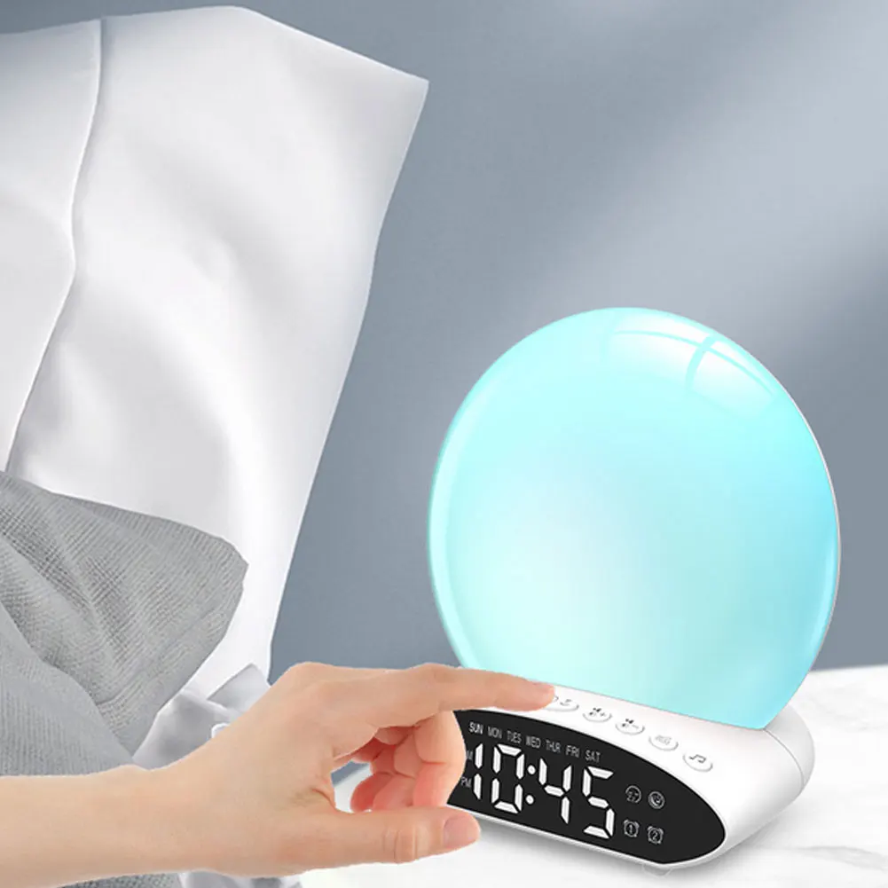 

Smart Wake Up Light Sunrise Workday Alarm Clock 7 Color Changing Light Sunrise Simulation Function For Heavy Sleeper Kids Adult