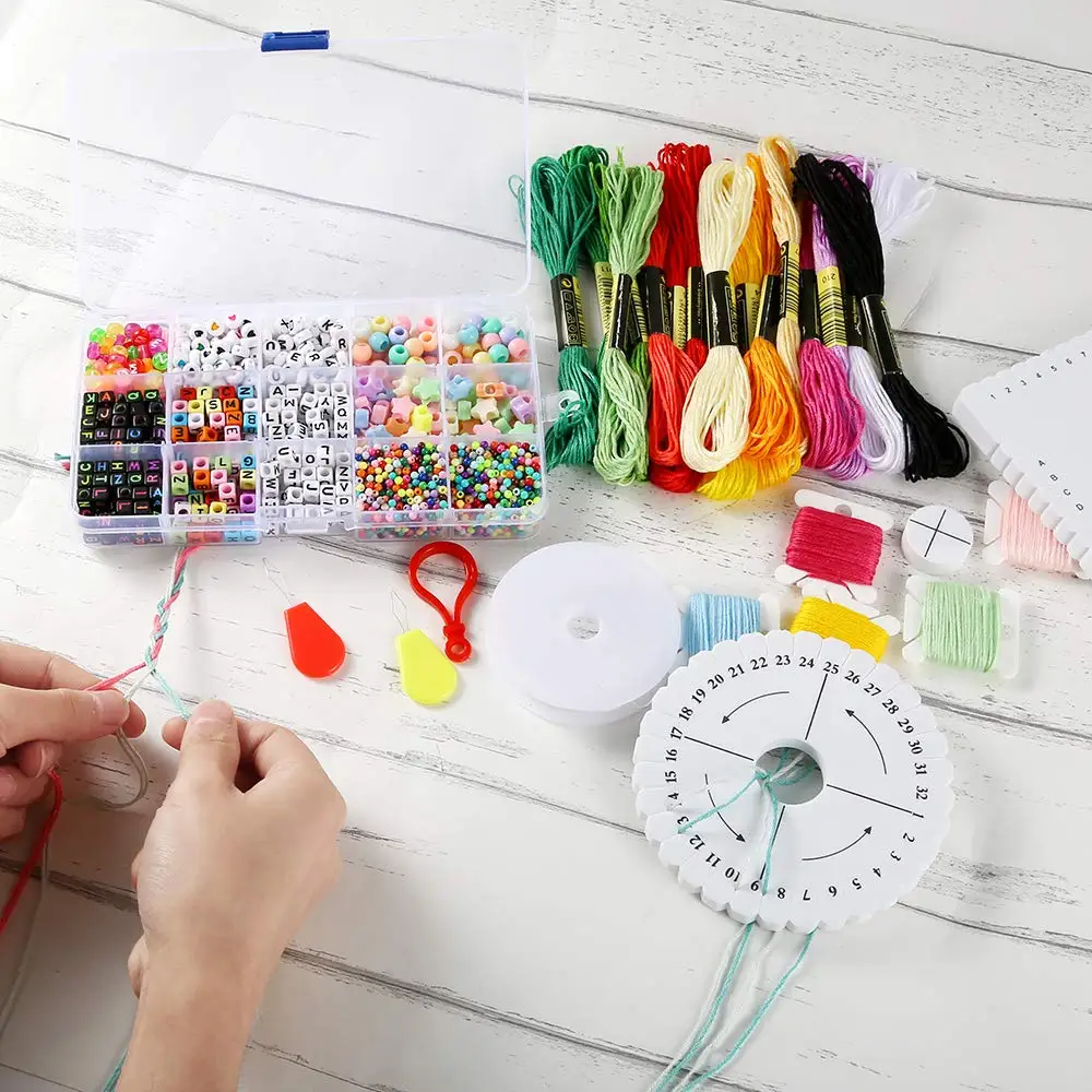 Набор для изготовления браслетов из бусин с нитью вышивки бусины буквами