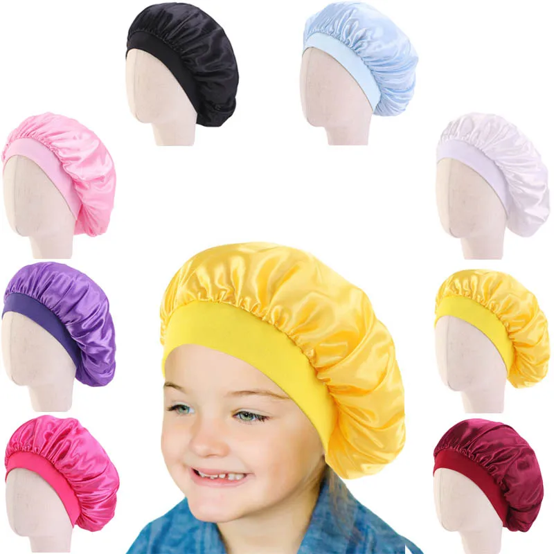 

Атлас капот для детей шелковистой дневной и ночной режимы сна кепки для детей конфетных оттенков Цвет химиотерапия шляпа для девочек и маль...