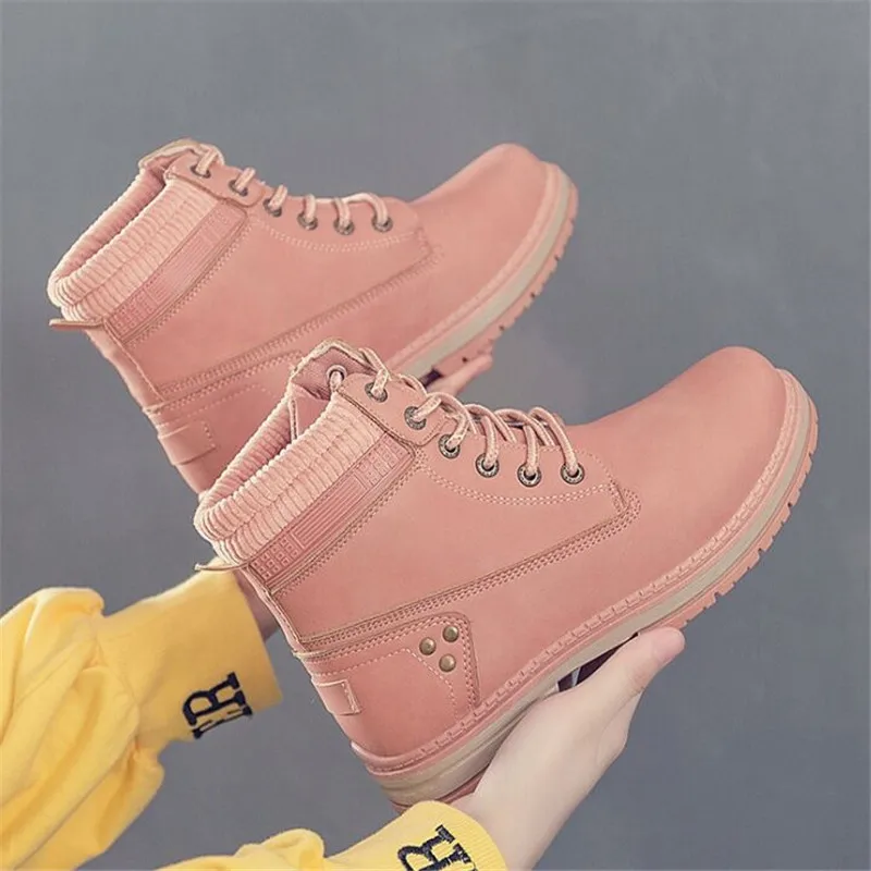 

Women Martin boots Size 35-42 Flat Platform Women Boots Women Shoes Autumn Winter Fur Fashion Lace-up Leather Boots Ladies Shoes