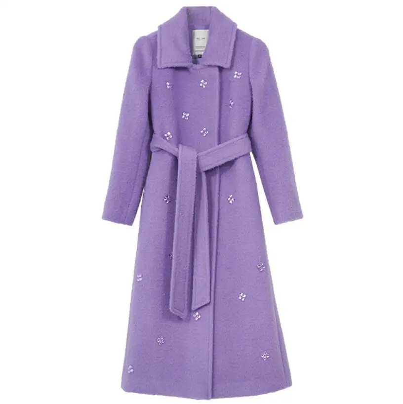 Тяжелая работа мода ручная двухстороннее шерстяное пальто Женское зимнее