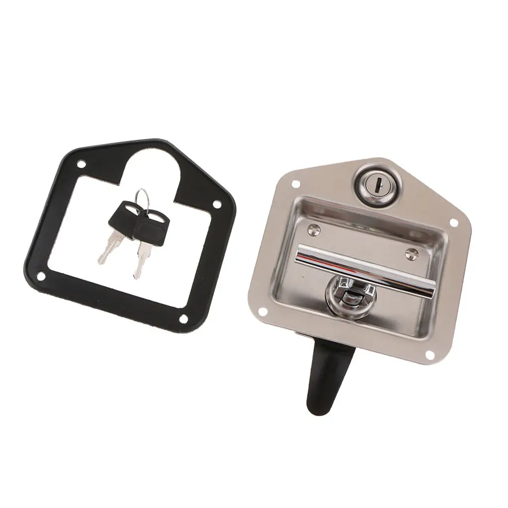 

Stainless Steel Folding T Shape Handle Lock Tool Box Keys Truck Trailer Camp