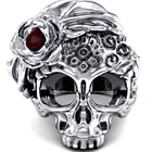 Мужское кольцо в стиле рокпанк Biker, прозрачное покрытое глазами кольцо с красным цирконием, мужские ювелирные украшения