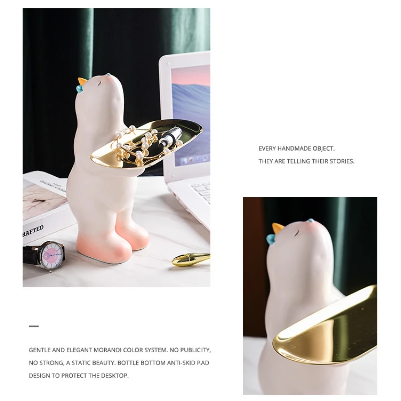 

Bear Storage Tray Sundries Container Cute Living Room Cartoon Figurines Gifts Desktop Decoration Holder