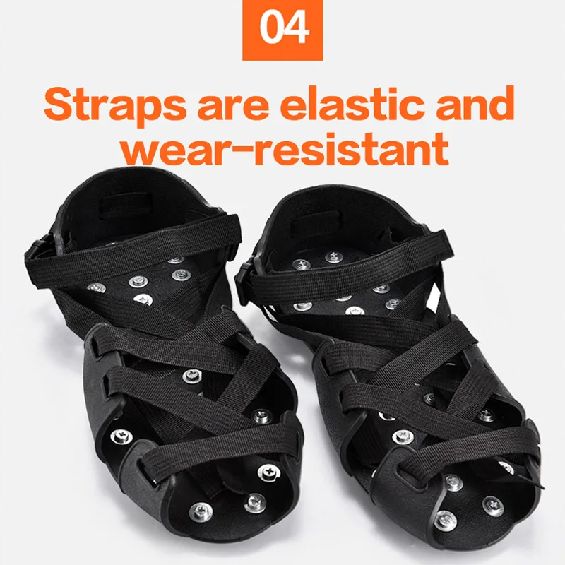 Black 32 Teeth Nail Ice Gripper Spike Shoes Anti-Slip Anti-Skid Non-slip Shoe Covers Snow Crampons Cleats Grips Climbing Boots