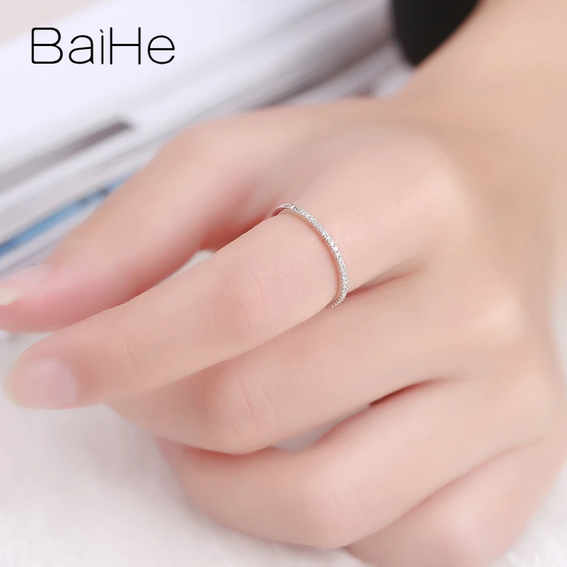 BAIHE однотонное 10k белое золото 0.1CT круглые натуральные бриллианты ювелирные