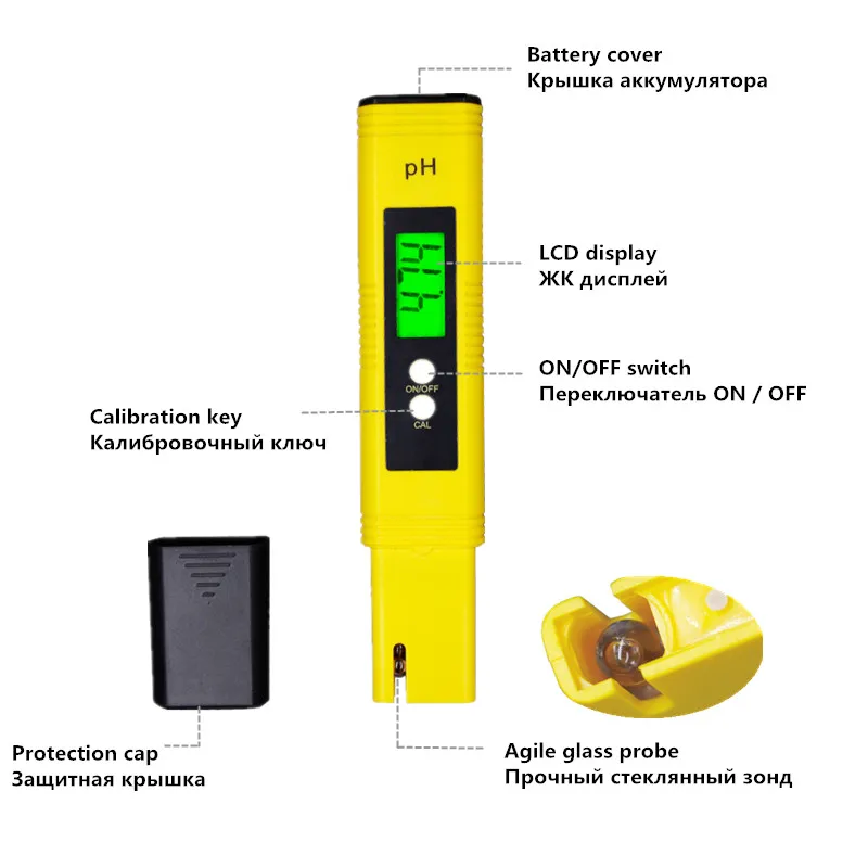 Цифровой PH-тестер для ручки 10 шт./лот цифровой измеритель кислотности воды 0 01
