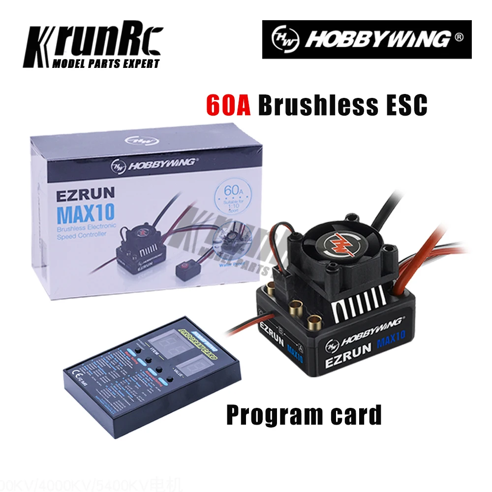1pcs Original Hobbywing EZRUN MAX10 60A Waterproof ESC With 6V/7.4V BEC 2-3S Lipo Speed Controller Brushless ESC for 1/10 RC Car