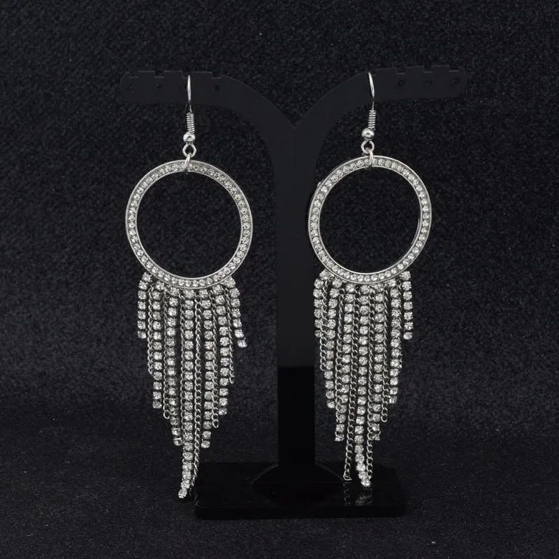 

2021Exported To Europe and The United States Full Diamond Tassel Super Long Earrings Show Face Thin Net Red Style new earrings