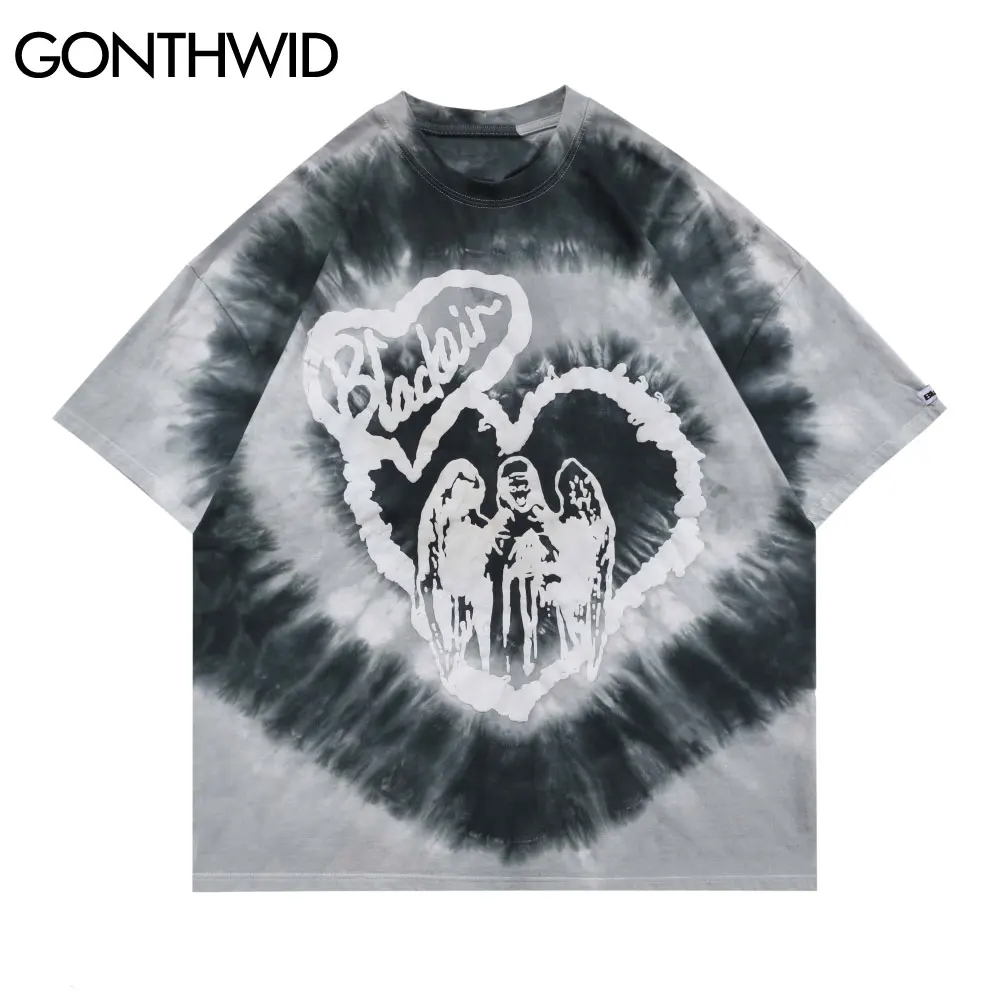Футболка GONTHWID в стиле Харадзюку Повседневная рубашка с коротким рукавом и