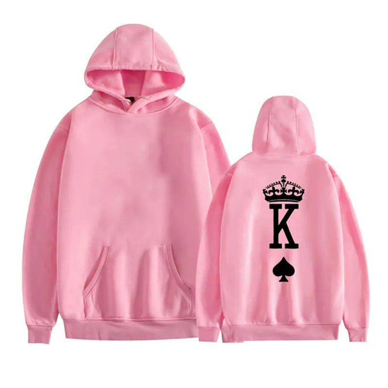 Couples King and Queen Print Hoodie Long Sleeve Hooded Sweatshirt