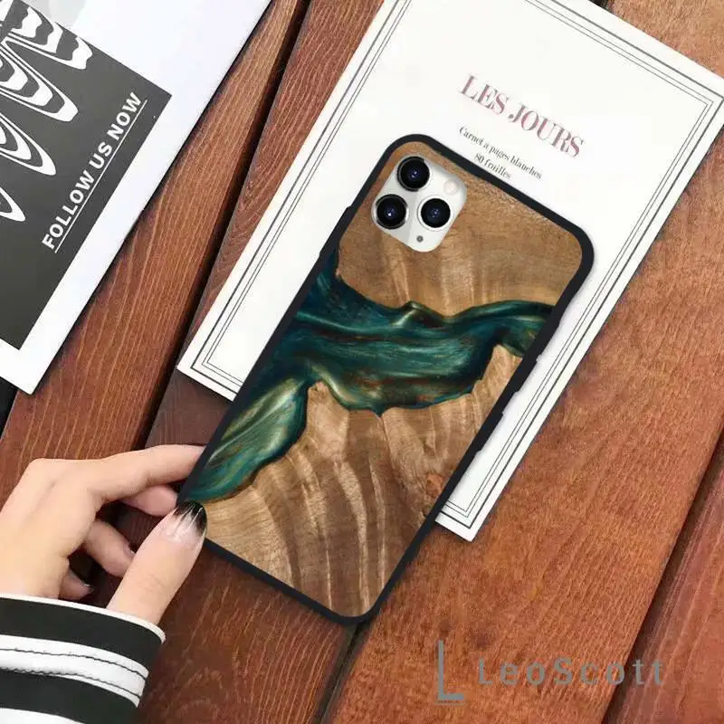 

Traveler Protective Wood Resin art Phone Case for iPhone 11 12 pro XS MAX 8 7 6 6S Plus X 5S SE 2020 XR