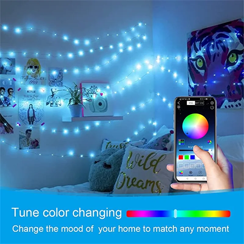 СВЕТОДИОДНАЯ Гирлянда USB с управлением через приложение и Bluetooth лампа-Гирлянда