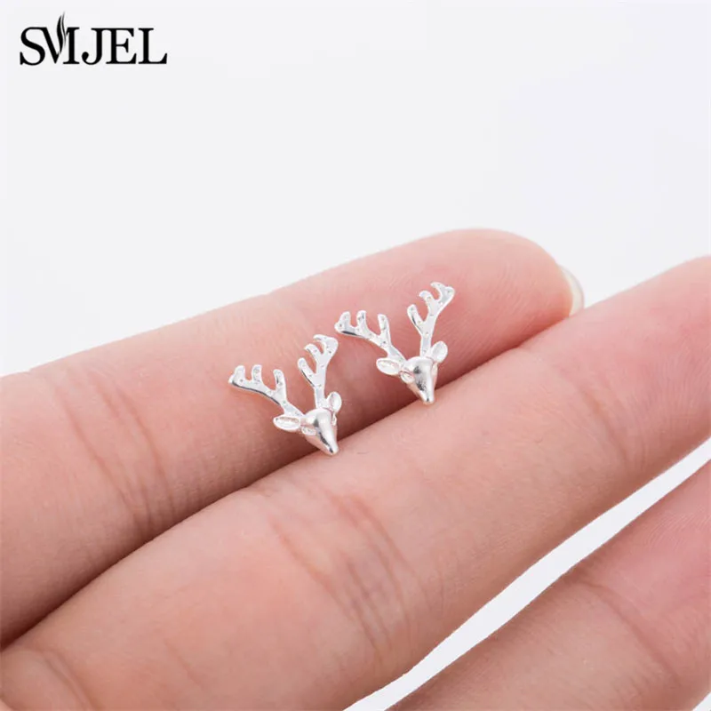deer SMJEL Новое поступление богемные маленькие крошечные серьги-гвоздики с перьями для женщин очаровательный лист серьги oorbellen Brincos свадебные подарки - Окраска металла: deer
