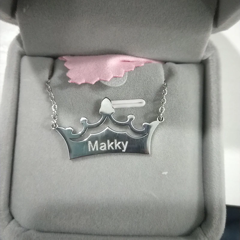 Персонализированные именные ювелирные изделия на заказ Корона имя ожерелье