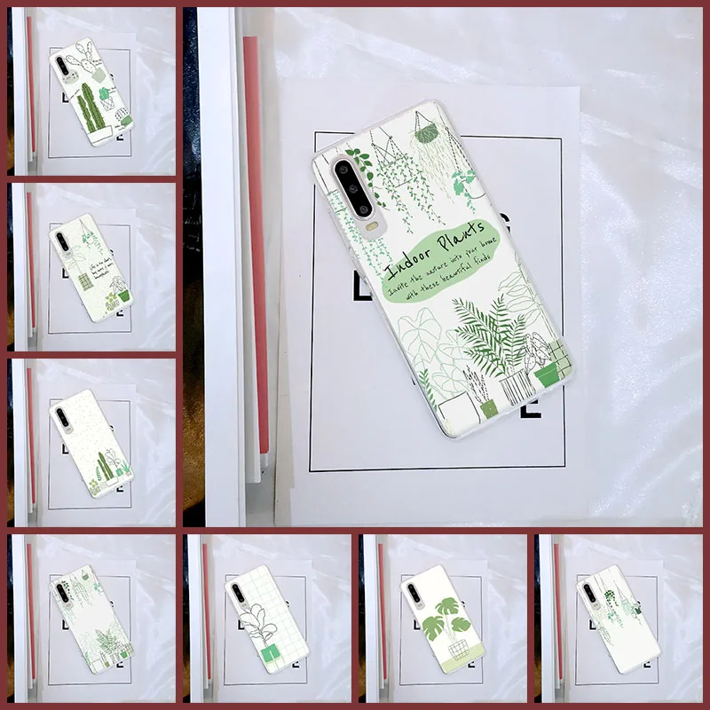 Силиконовый прозрачный чехол с зеленым КАКТУСОМ для Huawei P Smart Z Plus P20 Lite 2019 2020 P40 P30 Pro