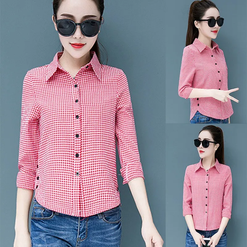 

Classic Blouse Women Classic Plaid Shirt Casual Long Sleeve Shirts Blouses Femme Blusas Hot Sale