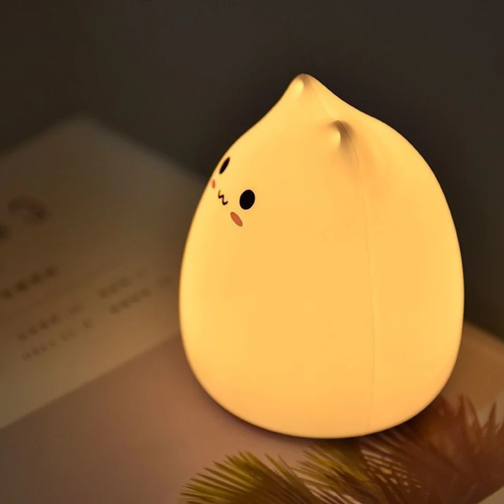 Прикроватная лампа светодиодный ночник с сенсорным датчиком силиконовая в виде