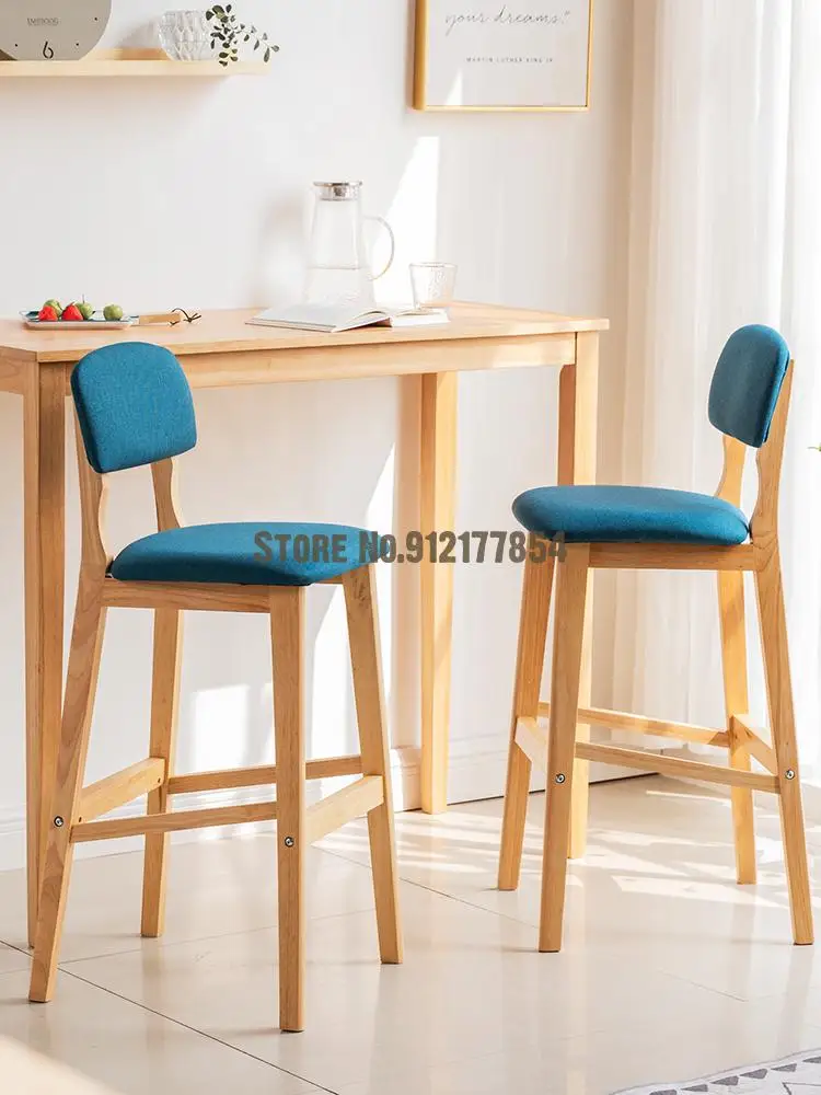 Bar Chair High Back Solid Wood Stool Light Luxury Home Modern Minimalist Kitchen Cashier Counter | Мебель