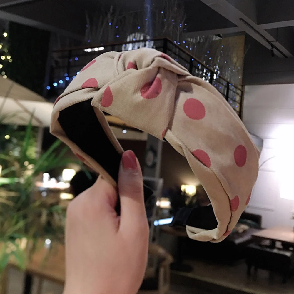 Модный бутик аксессуары для волос женская лента на голову в горошек широкая