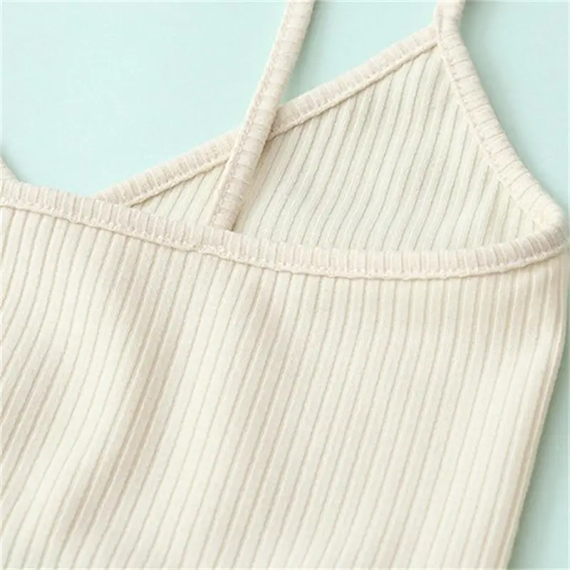 

TRAF Women 2021 Fashion Stripe Cropped Knitted Tank Tops Vintage V Neck With Thin Straps Female Camis Mujer Streetwear