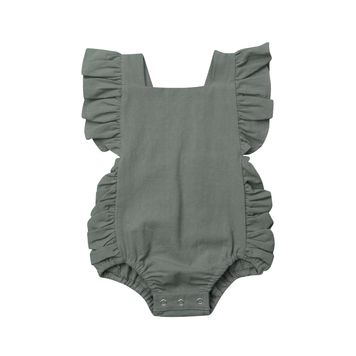 

Newborn Infant Baby Girl Boy Romper Solid Ruffles Sleeveless Romper Jumpsuit Outfits Sunsuit