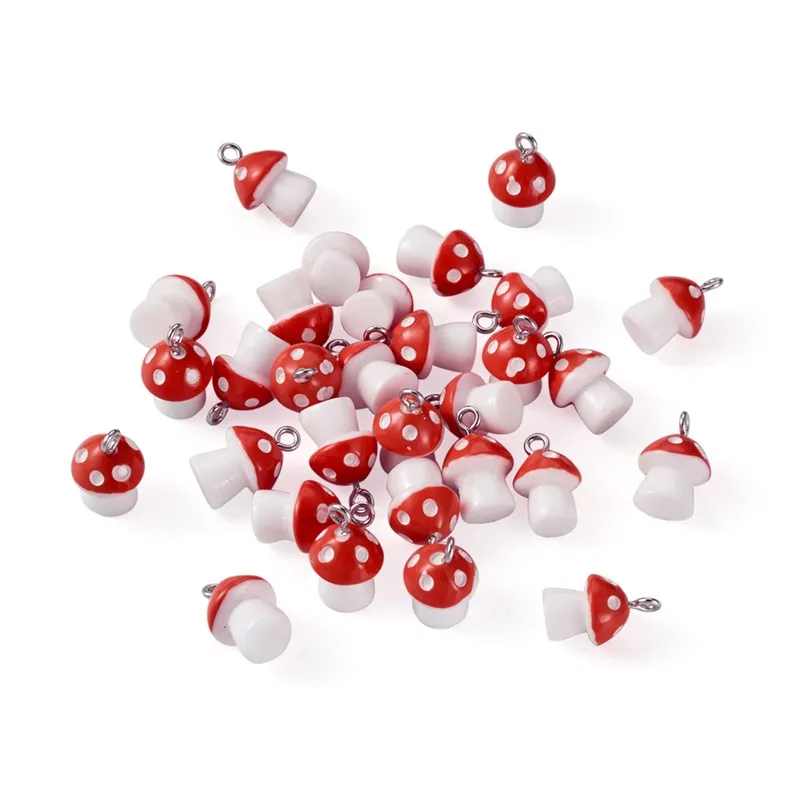 

Пластиковые Подвески в виде грибов, 50 шт., милые Подвески, украшения «сделай сам», подвески для серьги, брелока, ожерелье, подвеска, изготовле...