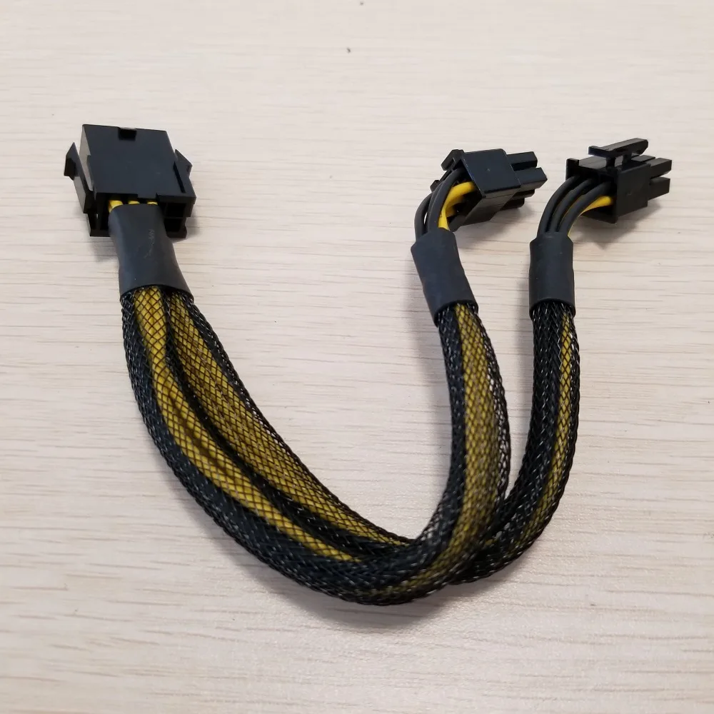 

5pcs/lot PC CPU 8pin to Dual PCI-E PCIe 6pin Power Splitter Cable Lead Sleeved Cord 18AWG