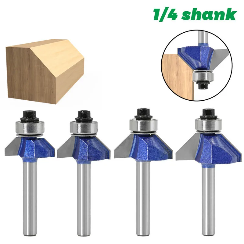 

1/4PC 1/4 Shank 6MM Shank Corner Round Professional level Over Router Bit with Bearing Milling Cutter for Wood Woodworking Tool