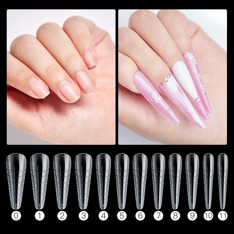 120pcs Full Cover Fake Nail Artificial Press on Long Ballerina Clear/Natural/white False Coffin Nails Art Tips Manicure Tool