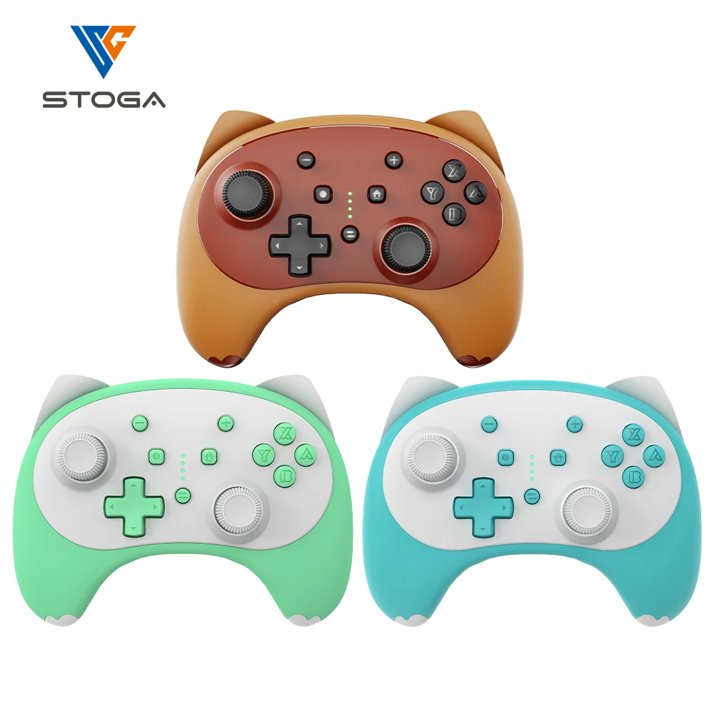 

Stoga Wiireless Bluetooth Auto Turbo Wake Up Gamepad PC Cartoon Kitty 6-axis gyroscop Controller for Nintendo Switch