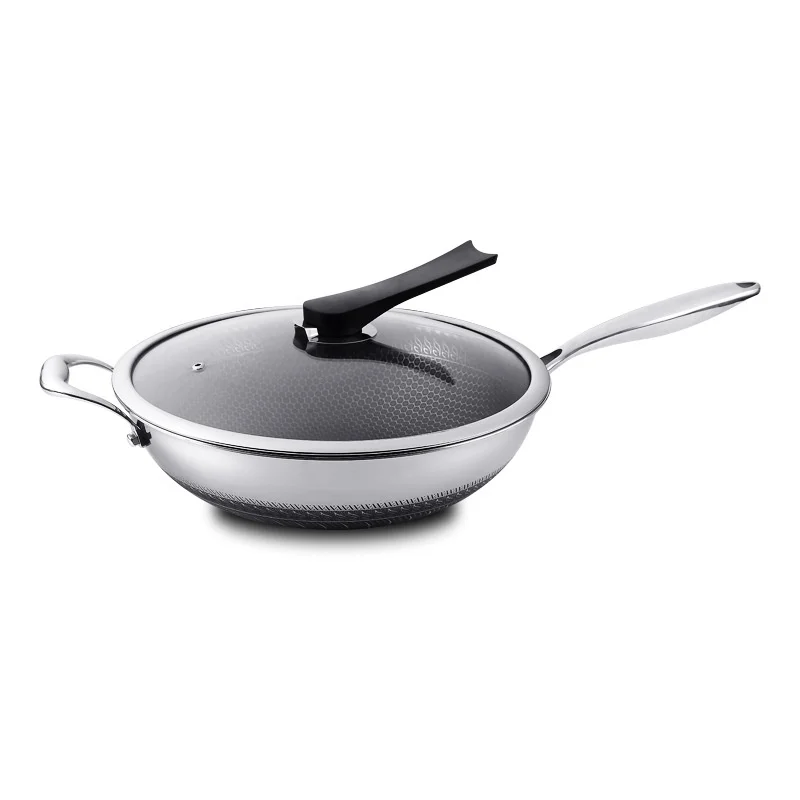 

Cooking wok cookware Non-stick frying pan 304 double-sided stainless steel frying pan fried vegetable cooker without lampblack