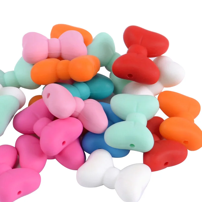 

Бусины силиконовые для прорезывания зубов 5 шт., пищевой в форме узла-бабочка, силиконовые детские зубные Принадлежности, цепочки-соски для ...