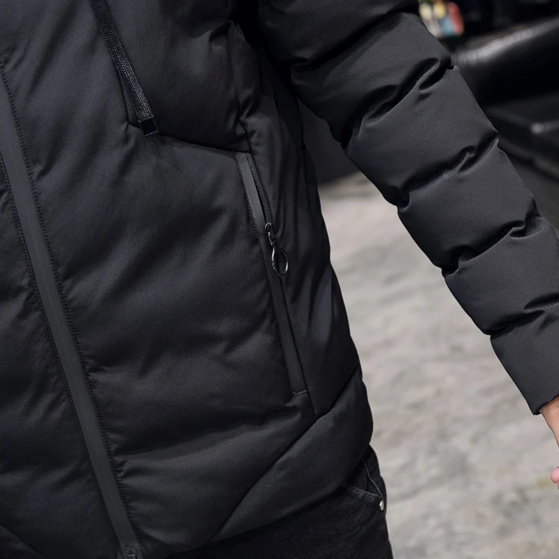 

Hooded Zipper Mens Jackets Winter Men Parka Jacket Thick Warm Solid Color Male Coat Padded Overcoat Outerwear Windbreakers Parka