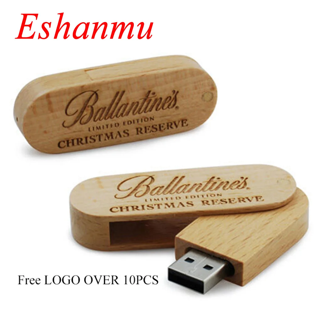 Деревянный поворотный USB флеш-накопитель Флешка 8 ГБ 16 32 64 Гб маленький флешка