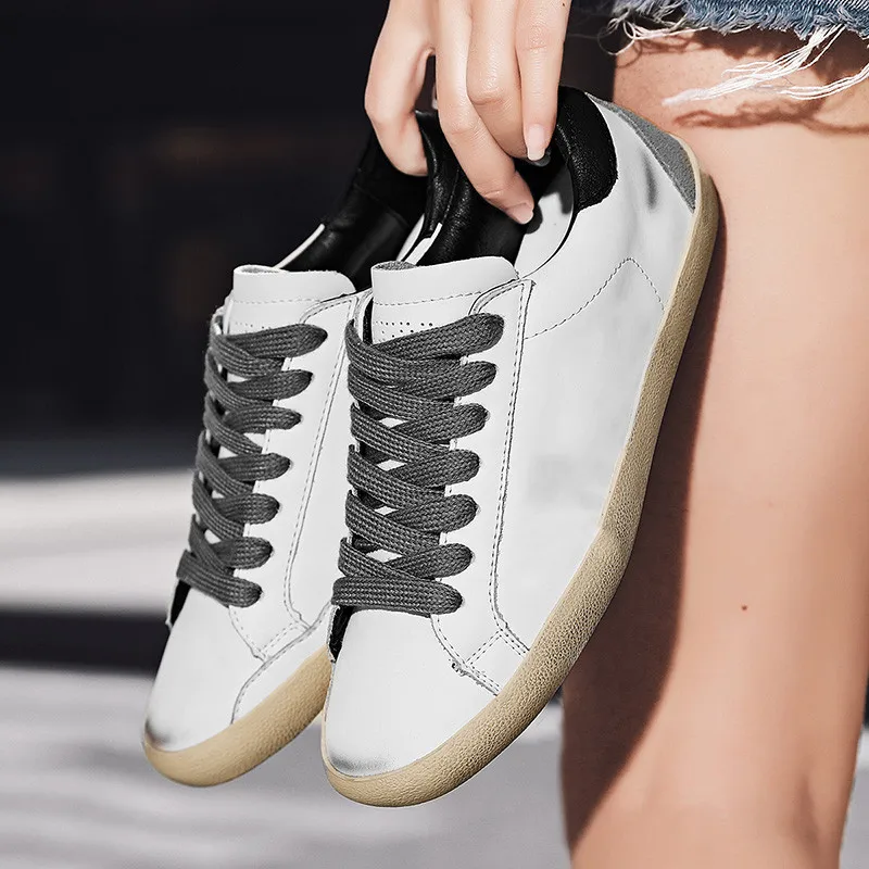 

Men's Casual Shoes Lace-up Fashion Printed Leather Shoes Spring Autumn Flat White Casual Shoes Male Sneakers *